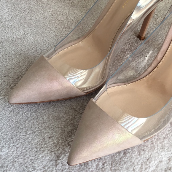 Gianvito Rossi plexi pink oil suede pumps 38.5 - Picture 3 of 6